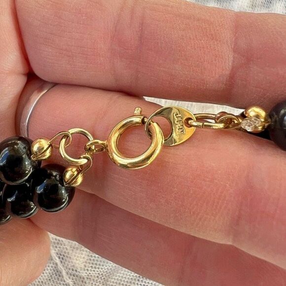 Vintage 80’s Japanese Black Lacquer Geometric Design Necklace - Picture 8 of 9